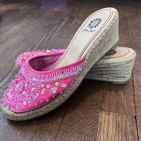 Yellow Box Fuchsia Beaded Espadrilles - Picture 2 of 4